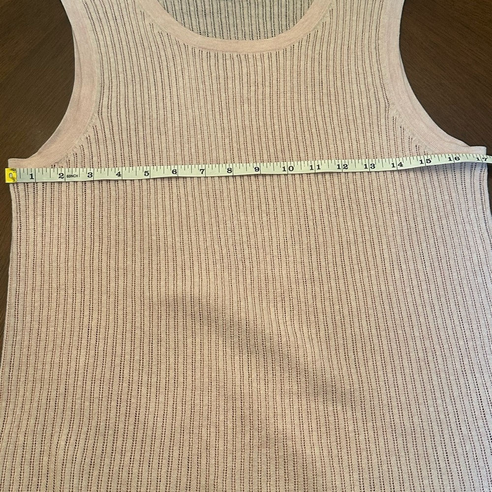 Saks Fifth Avenue Blush Pink Ribbed Knit Sleeveless Top Elegant - Picture 6 of 8